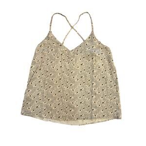 Women M Anthropologie Floreat Printed Floral Tank Top Cami Blouse Cross Strap